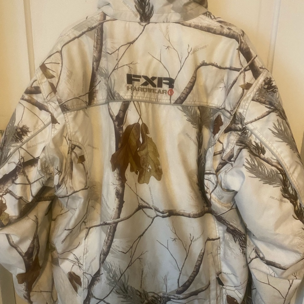 FXR white camo winter jacket.